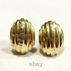 Estate 14k Yellow Gold Fine Art Deco Scallop Roberto Large Coin Earrings