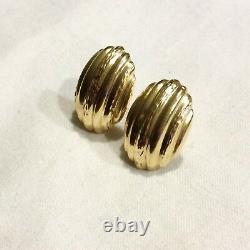 Estate 14k Yellow Gold Fine Art Deco Scallop Roberto Large Coin Earrings