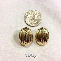 Estate 14k Yellow Gold Fine Art Deco Scallop Roberto Large Coin Earrings