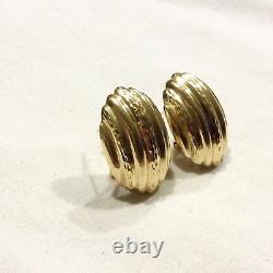 Estate 14k Yellow Gold Fine Art Deco Scallop Roberto Large Coin Earrings