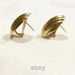 Estate 14k Yellow Gold Fine Art Deco Scallop Roberto Large Coin Earrings