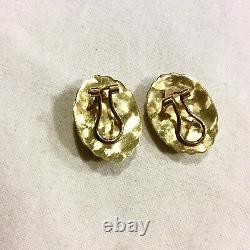 Estate 14k Yellow Gold Fine Art Deco Scallop Roberto Large Coin Earrings