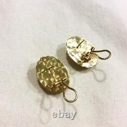 Estate 14k Yellow Gold Fine Art Deco Scallop Roberto Large Coin Earrings