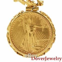Estate 22K Gold $10 Dollar Liberty Coin 18K Gold Eagle Pendant 14.8 Grams NR