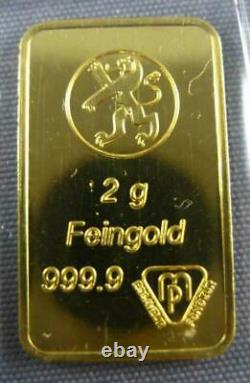 Estate 24kt Yellow Gold Classic Rectangular 2g Bar Coin #2670