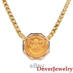 Estate Diamond 18K 14K 22K Gold Coin Pendant Necklace 74.2 Grams NR