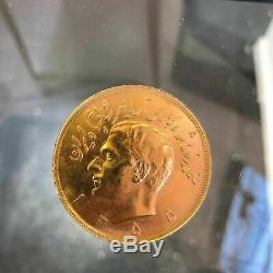 Estate Large 22kt Yellow Gold 3d Classic 1355 Five Pange Persian Pahlavi Coin