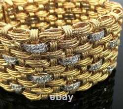 Estate Roberto Coin 7.50ct Diamond 18K White & Yellow Gold Interwoven Bracelet
