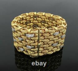 Estate Roberto Coin 7.50ct Diamond 18K White & Yellow Gold Interwoven Bracelet
