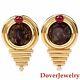 Estate Roman Coin Diamond 1.65cts Ruby 18k Yellow Gold Earrings 30.7 Grams Nr