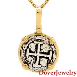 Estate Sterling Silver Coin 14K Yellow Gold Pendant NR