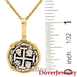 Estate Sterling Silver Coin 14K Yellow Gold Pendant NR