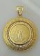 Fine 1.50 Ct Round Cut Created Lady Liberty Coin Pendant 14k Yellow Gold Plated