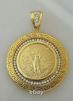 FINE 1.50 Ct Round Cut Created Lady Liberty COIN Pendant 14K Yellow Gold Plated