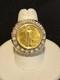 Fine Real 2. Ct Moissanite Men's Liberty Coin Ring 14k Yellow Gold-plated Silver