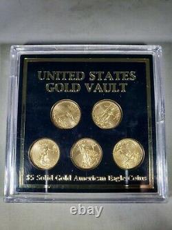 FIVE 1/10 Oz Fine Gold 2013 Liberty American Eagle Coin $5 Uncirculated