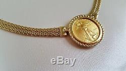 Fine $10 American Gold Eagle Coin Ladies 14K Necklace 16 1/2 Substantial! 2003