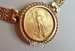 Fine $10 American Gold Eagle Coin Ladies 14K Necklace 16 1/2 Substantial! 2003
