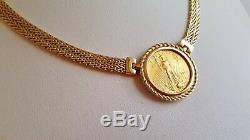 Fine $10 American Gold Eagle Coin Ladies 14K Necklace 16 1/2 Substantial! 2003