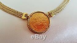 Fine $10 American Gold Eagle Coin Ladies 14K Necklace 16 1/2 Substantial! 2003