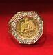 Fine 14k Yellow Gold Diamonds 1945 Dos Pesos Gold Coin Ring Size 6.75