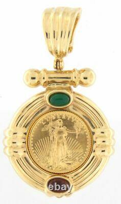 Fine Gold Coin Pendant 14kt Yellow Gold 2 Walking Liberty American Gold