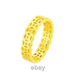 Fine Pure 999 24K Yellow Gold Unisex 3D Lucky Money Coin Ring Us Size4-9 Fine Pure 999 24K Yellow Gold Unisex 3D Lucky Money Coin Ring Us Size4-9
