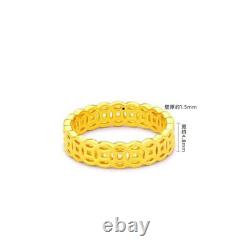 Fine Pure 999 24K Yellow Gold Unisex 3D Lucky Money Coin Ring Us Size4-9 Fine Pure 999 24K Yellow Gold Unisex 3D Lucky Money Coin Ring Us Size4-9