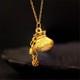Fine Pure 999 24k Yellow Gold Women 3d Lucky Coin Fu Bag Pendant 1-1.2g 1412mm