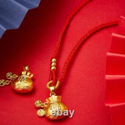 Fine Pure 999 24K Yellow Gold Women 3D Lucky Coin Fu Bag Pendant 1-1.2g 1412mm Fine Pure 999 24K Yellow Gold Women 3D Lucky Coin Fu Bag Pendant 1-1.2g 1412mm