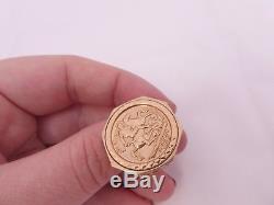 Fine solid 9ct/9k gold large St. George & the dragon coin ring, 375