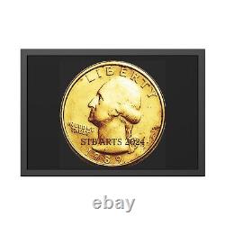 Framed Paper Posters Liberty 1986 25cents-gold coin photo by stb arts Xcl