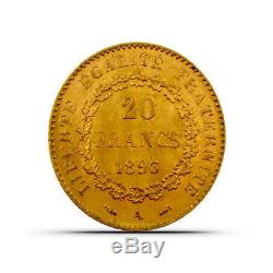 France 20 Francs Angel Gold Coin 0.1867 oz Random Date Extremely Fine (XF)