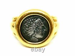 Fred Paris Vintage 18k Yellow Gold Ancient Coin Ring