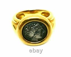 Fred Paris Vintage 18k Yellow Gold Ancient Coin Ring