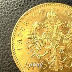 GEM BU 1892 Fine. 900 Gold Coin Austria BU+ UNC 4 Florins 10 Francs AGW. 0933