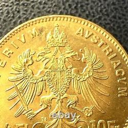 GEM BU 1892 Fine. 900 Gold Coin Austria BU+ UNC 4 Florins 10 Francs AGW. 0933