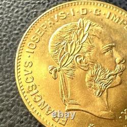 GEM BU 1892 Fine. 900 Gold Coin Austria BU+ UNC 4 Florins 10 Francs AGW. 0933