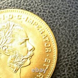 GEM BU 1892 Fine. 900 Gold Coin Austria BU+ UNC 4 Florins 10 Francs AGW. 0933