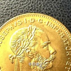 GEM BU 1892 Fine. 900 Gold Coin Austria BU+ UNC 4 Florins 10 Francs AGW. 0933