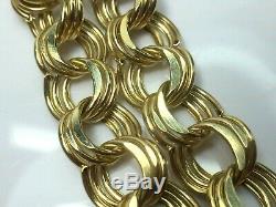 GORGEOUS 14K yellow gold TRIPLE COIN LINK charm bracelet starter. 7.9.3gm