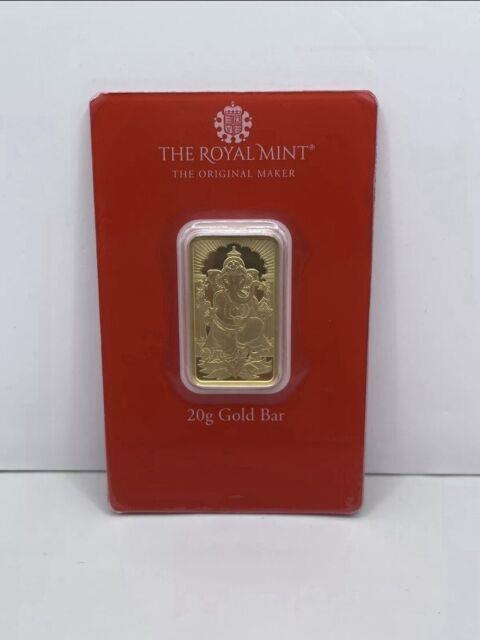 Ganesh 20g Gold Bullion Minted Bar 0.999 Fine 24ct Gold Ganesh 20g Gold Coin Bar