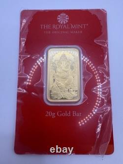 Ganesh 20g Gold Bullion Minted Bar. 999 Fine 24ct Gold Ganesh 20g Gold Coin Bar Ganesh 20g Gold Bullion Minted Bar. 999 Fine 24ct Gold Ganesh 20g Gold Coin Bar
