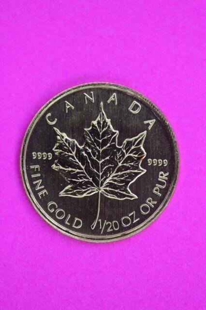 Gem Bu 1999 1/20th Once. 999 Fine Gold Canada Maple Leaf Exact Coin Shown 02