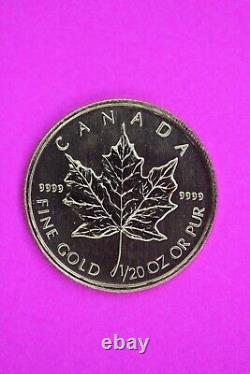 Gem BU 1999 1/20th Once. 999 Fine Gold Canada Maple Leaf Exact Coin Shown 02