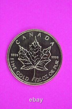 Gem BU 1999 1/20th Once. 999 Fine Gold Canada Maple Leaf Exact Coin Shown 02