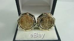 Genuine 14kt Yellow Gold Earrings 21/10 oz 999 Fine Gold 2002 $5 Coins Diamonds