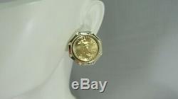 Genuine 14kt Yellow Gold Earrings 21/10 oz 999 Fine Gold 2002 $5 Coins Diamonds