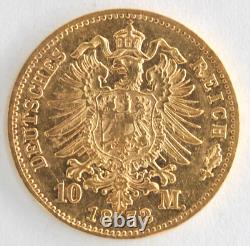 German States Bavaria 1872D Ruler Ludwig II 10 Mark. 900 Fine Gold Coin KM# 892