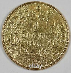 Germany Frankfurt 1853 1 Ducat Gold Coin Fine Cleaned KM352 Very Scarce